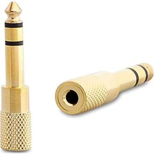 Kazan Hobi Kablo Jak Dönüştürücü - Jack Çevirici Erkek 6.5mm - Dişi 3.5mm Siyah Jack Fiş Jack Çevirici Stereo