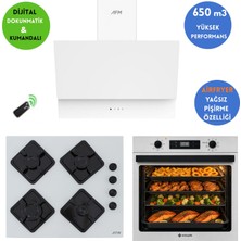 Eminçelik ve Afm T2 Airfryer Mod Dijital Turbo Cam Beyaz Ankastre Set (Af 2190 W +FM2201+FM3401W)