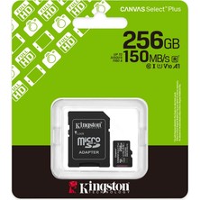 Kingston SDCS3-256GB 256GB Microsdxc Canvas Select Plus Gen3 150MB-S A1 Card + Adapter Hafıza Kartı