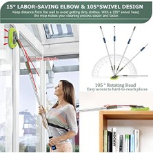 15° Işten Tasarruflu Dirsek Uzatma Direkli Duvar Temizleyici, Uzun Saplı Duvar Paspası, Süpürgelik Temizleyici Aleti, Mikrofiber Toz Temizleyici, Duvar, Zemin, Tavan, Pencere Için Temizleme Fırçası