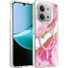 Zenviaa Mey Ithalat®   Redmi 15C 4g Lotus Simli Magsafe Kapak - Pembe ZNV20296545