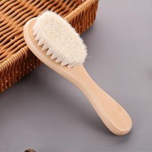 Kazan Hobi Jouis Bebek Saç Fırçası ve Tarak Seti, Doğal Keçi Kılı, Hipoalerjenik, Yenidoğan Için Yumuşak Saç Bakımı, Ahşap Saplı