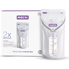 Kazan Hobi Mochi Anne Sütü Saklama Poşeti (50'li), Beyaz/mor