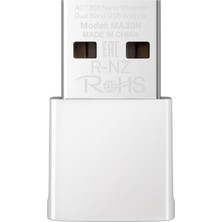 Kazan Hobi Mercusys MA30N, AC1300 Mbps, Çift Bant, Mu-Mımo, Tak ve Çalıştır, Nano Wi-Fi 5 USB Adaptör