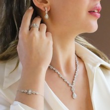 Necati Gün Damla Başak Modeli Zirkon Taşlı Gümüş Set