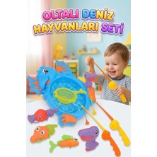 Farbu Oyuncak Eğlenceli Ejderha Banyosu 10+ Parça Balık Tutma Oyun Seti Renkli Hayvan Figürlü ve Oltalı Oyun Seti