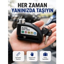Çelik Gövdeli Alarm Disk Kilidi Motosiklet ve Bisiklet Için Güvenlik Yeni Nesil Midastech