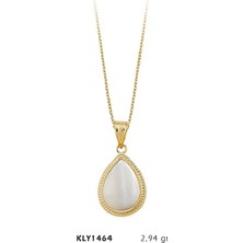 Harem Altın 14 Ayar Altın Beyaz Otantik Taşlı Kolye KLY1464