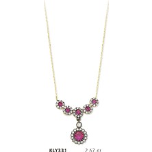 Harem Altın 14 Ayar Altın Pembe Taşlı Kolye KLY331