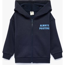 Koton Baskılı Uzun Kollu Şardonlu Fermuarlı Kapşonlu Sweatshirt