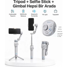 MidasTech 3 Eksen Telefon Gimbal Stabilizer Yapay Zeka Takipli Katlanabilir Dahili Dolgu Işıklı Video Sabit