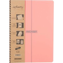 Meteksan Infinity Pastel A4 6 Konulu Pet Spiralli 3+3 180 Yaprak Pembe