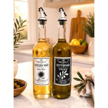 Trend Home Life 2 Li 750 ml Ayçiçek ve Zeytinyağı Şişesi Cam Şeffaf Şişe Yağdanlık Seti Yağlık