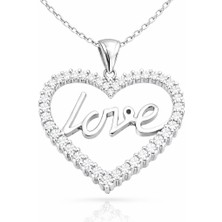 Tesbihayal Gümüş Taşlı Love Bayan Kolye