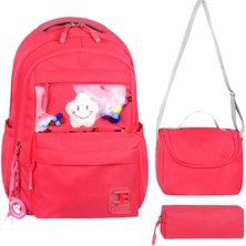 Alanç Gift Ultra Lüks Yıldız İşlemeli Suya Dayanıklı Kawaii Kız Çocuk İlkokul Çantası Termal Beslenme ve Kalemlik