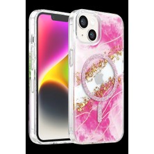 Herşey Trend Herşeytrend Onegif Apple Iphone 14 Lotus Simli Magsafe Kapak - Pembe