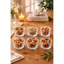 Porsima RYG7060 Flower 6lı Cam Kase Puding Tatlı ve Dondurma Kasesi Kahvaltılık Kase Seti Çerez Kasesi 180ML