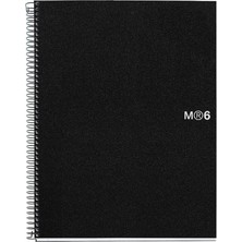 Renas Store Miquelrius 8.5 X11 Kablolu Defter, 6-Konu, Kolej Kareli, Siyah