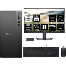 Dell Tower Essential QVT1260 Intel Core I3 14100 16GB Ram 2tb SSD 27" Fhd WIN11 Home BTO001_QVT1260P923 Masaüstü Bilgisayar + Per4 USB Bellek
