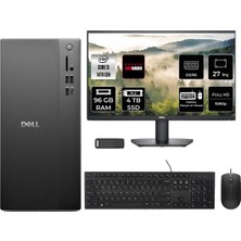 Dell Tower Essential QVT1260 Intel Core I3 14100 Rx 550 4gb 96GB Ram 4tb SSD 27" Fhd Freedos BTO001_QVT1260P980 Masaüstü Bilgisayar + Per4 USB Bellek