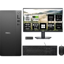 Dell Tower Essential QVT1260 Intel Core I3 14100 Gt 1030 4gb 48GB Ram 2tb SSD 27" Fhd WIN11 Home BTO001_QVT1260P1051 Masaüstü Bilgisayar + Per4 USB Bellek