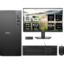 Dell Tower Essential QVT1260 Intel Core I3 14100 Rtx 5050 8gb 16GB Ram 2tb SSD 27" Fhd Freedos BTO001_QVT1260P1143 Masaüstü Bilgisayar + Per4 USB Bellek