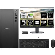 Dell Tower Essential QVT1260 Intel Core I3 14100 Rtx 5050 8gb 48GB Ram 1tb SSD 27" Fhd WIN11 Home BTO001_QVT1260P1170 Masaüstü Bilgisayar + Per4 USB Bellek