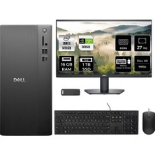 Dell Tower Essential QVT1260 Intel Core I3 14100 Rtx 3050 6gb 16GB Ram 1tb SSD 27" Fhd Freedos BTO001_QVT1260P1082 Masaüstü Bilgisayar + Per4 USB Bellek