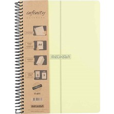 Meteksan Infinity Pastel A4 6 Konulu Pet Spiralli 3+3 180 Yaprak Sarı