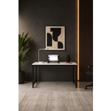 Wadlex Beyaz Siyah Çalışma Masası Minimal Bilgisayar Masası Ofis ve Ev Için Modern Masa