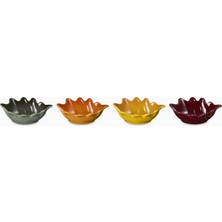 Le Creuset Renkli Yaprak Desenli 4'lü Stoneware Seramik Mini Tabak Seti