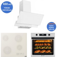 Eminçelik ve Afm Marka T3 Airfryer Vitro Elektr Dijital Beyaz Ankastre Set Af 2190W +V6-05+FM3301W