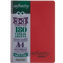 Meteksan Infinity Pastel A4 6 Konulu Pet Spiralli 3+3 Köşe Radius Pp Ayraçlı 180 Yaprak
