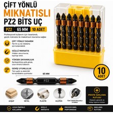 Trendhane 10 Adet Çift Yönlü Mıknatıslı Pz2 Bits Uç 65 mm | Profesyonel Tornavida ve Matkap Ucu Seti