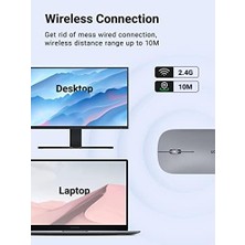 Kablosuz Fare, 2,4 Ghz USB Bağlantısı, Maks. 4000 Dpi, 18 Ay Pil Ömrü. Pc, Mac, Dizüstü Bilgisayar, Windows 11, 10, 8.1, 7, Macos, Linux ile Uyumlu (Gri)