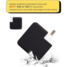 MacBook Şarj Adaptör Kılıfı Silikon 70W 45W Magsafe 1-2 Usb-C Uyumlu A3434 A3426 A3401 A3112 A2992 A2918 A1466 A1465 A1369 A1370 | Ince Esnek Koruyucu Kapak Siyah