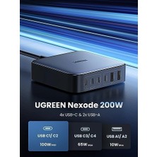 200W USB C Şarj Cihazı 100W + 100W 6 Bağlantı Noktalı Pd Şarj Cihazı Gan Iı Pps MacBook Pro/air iPhone iPad Pro ile Uyumludur.