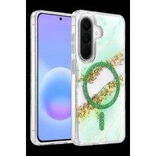 Herşey Trend Herşeytrend Onegif Samsung Galaxy A37 5g Lotus Simli Magsafe Kapak - Yeşil