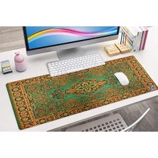 Mouse Pad, 30X70 Cm, Mavi Halı Desen Baskılı, Kaymaz Taban, Bilek Destekli, Dikişsiz Kenar, Ergonomik, Ofis ve Oyuncular Için (Yeşil)