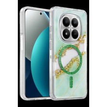 Herşey Trend Herşeytrend Onegif Xiaomi Redmi Note 15 4g Lotus Simli Magsafe Kapak - Yeşil