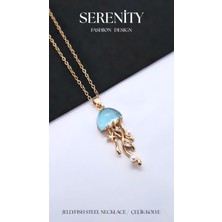 Serenity Opal Taşlı Deniz Anası Figür Çelik Kolye