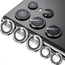 Galaxy S23 Ultra ile Uyumlu Kamera Lens Koruyucu Ineffable Kamera Lens Koruma Gümüş
