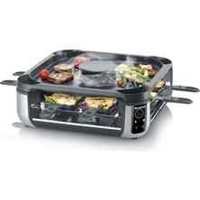 Severin S-Joy Sevento Raclette Izgara, Hava Filtreli: Daha Az Duman ve Koku, Dijital Ekran, 8 Tava ve 8 Spatula, Çizilmeye Karşı Dayanıklı Ilag Kaplama, 230°C'YE Kadar, 1900W, Siyah, Rg 2350