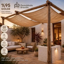 Pamukkale Branda 3 x 3 M Jüt Gölgelik Tente Doğal Hasır Kumaş Güneşlik Bahçe Teras Pergola Gölgelik