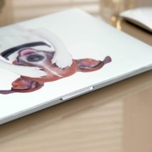 MacBook Air M1 Kılıfı 13.3 Inç A2337 A2179 A1932 Uyumlu Sert Kapak Hard Case Koruyucu Kılıf Komik Köpek Desenli Uv Baskılı Çizilme Önleyici Laptop Kılıfı Beyaz