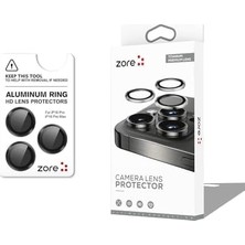 Apple Ile Uyumlu iPhone 16 Pro iPhone 16 Pro Max Cl-12 Premium Safir Parmak Izi Bırakmayan Anti-Reflective Kamera Lens Koruy Siyah