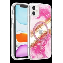 Herşey Trend Herşeytrend Onegif Apple Iphone 11 Lotus Simli Magsafe Kapak - Pembe