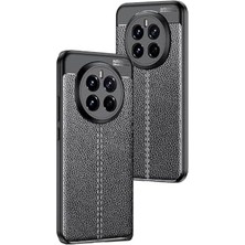 Honor Magic 7 Pro Kılıf Silikon Deri Görünümlü Siyah