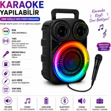 Vorex BT-602 6.5 Inç 10W Bluetooth Hoparlör Rgb Karaoke Mikrofonlu USB Tf Aux Tws 1 Adet