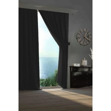 Goccia Home Blackout Karartma Tek Kanat Fon Perde Krem Siyah